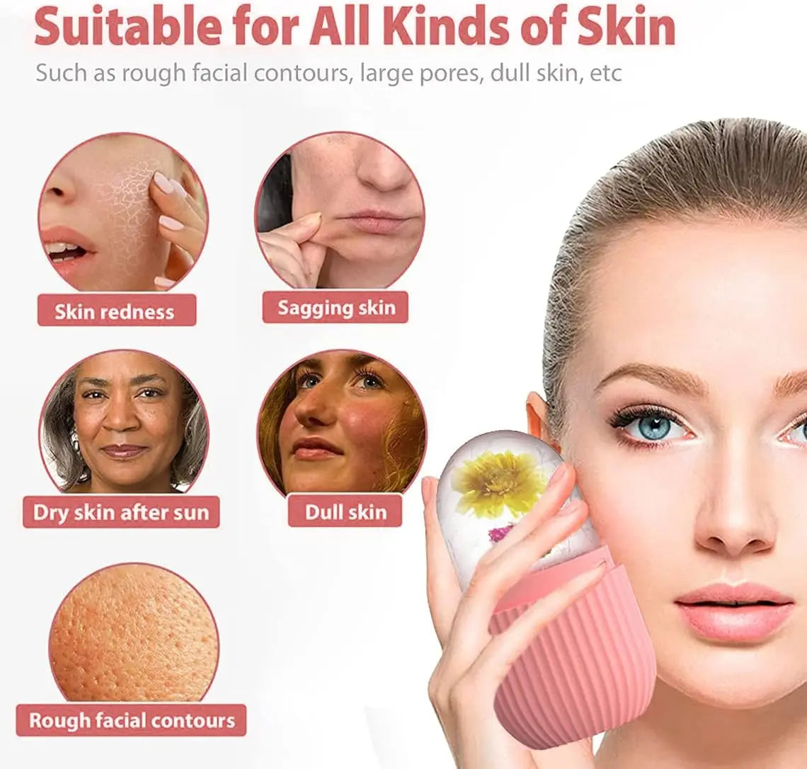 BeautyCareAvenue Ice Face Roller, Reusable Silicone Facial Ice Roller for Face, Eyes and Neck, Cooling Skin Care Massage Tool BeautyCareAvenue