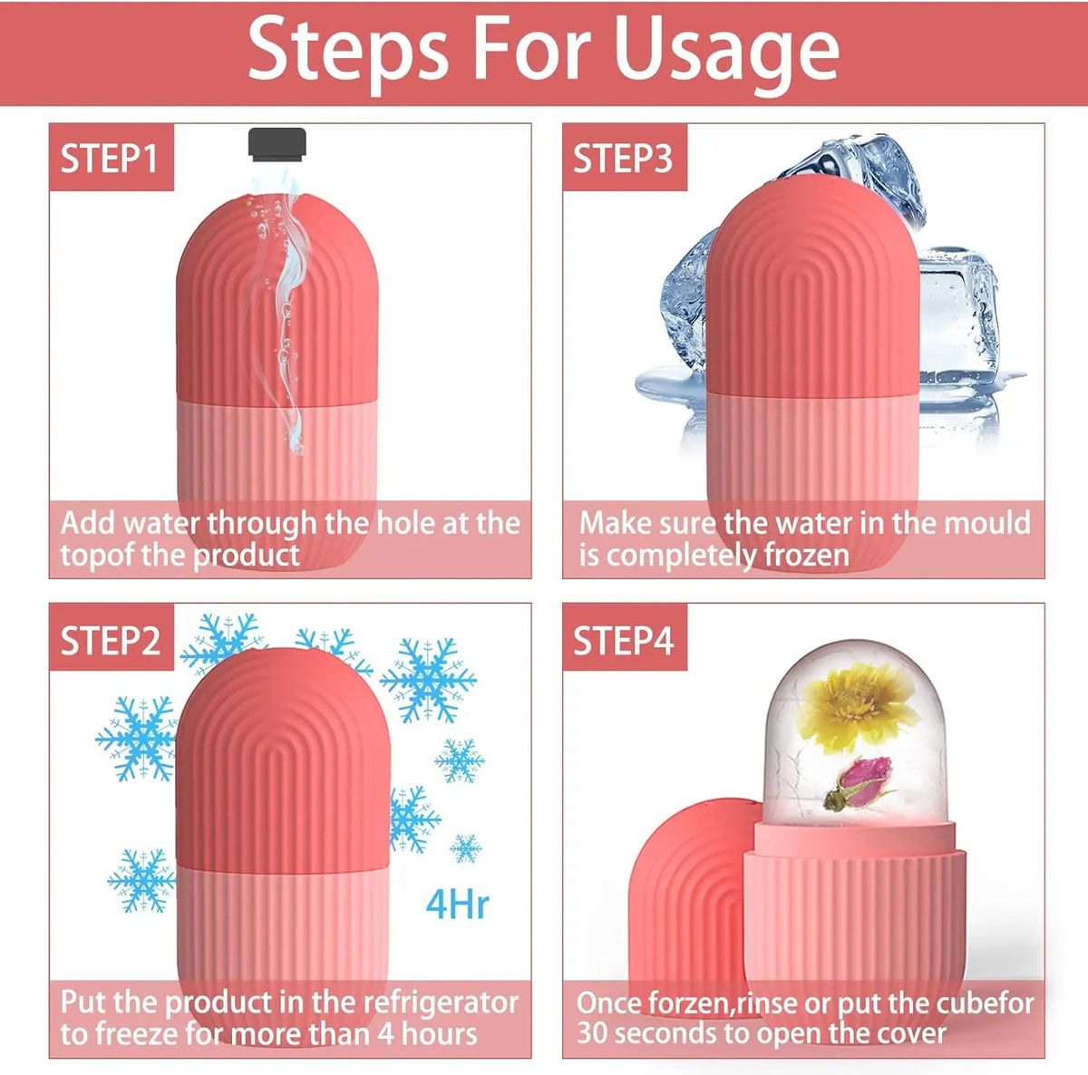 BeautyCareAvenue Ice Face Roller, Reusable Silicone Facial Ice Roller for Face, Eyes and Neck, Cooling Skin Care Massage Tool BeautyCareAvenue